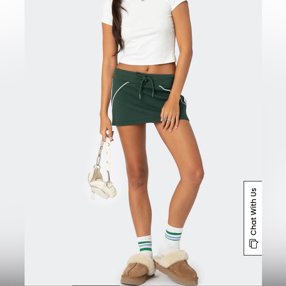 Edikted Green Skirt with White Accents